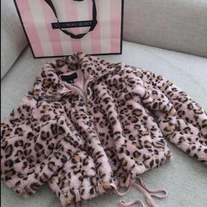 Victoria's Secret Pink Leopard Faux Fur Jacket